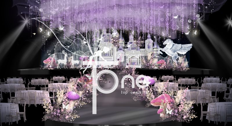 紫色城堡花仙子婚礼主舞台效果图